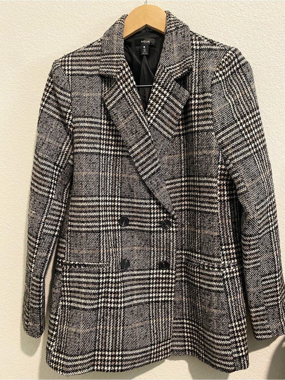Aqua Black & White Houndstooth Blazer